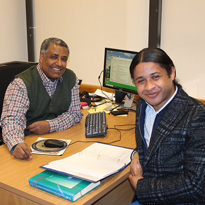 Justin Sosa Duarte ’27 with faculty mentor, Dr. Demissew Diro Ejara